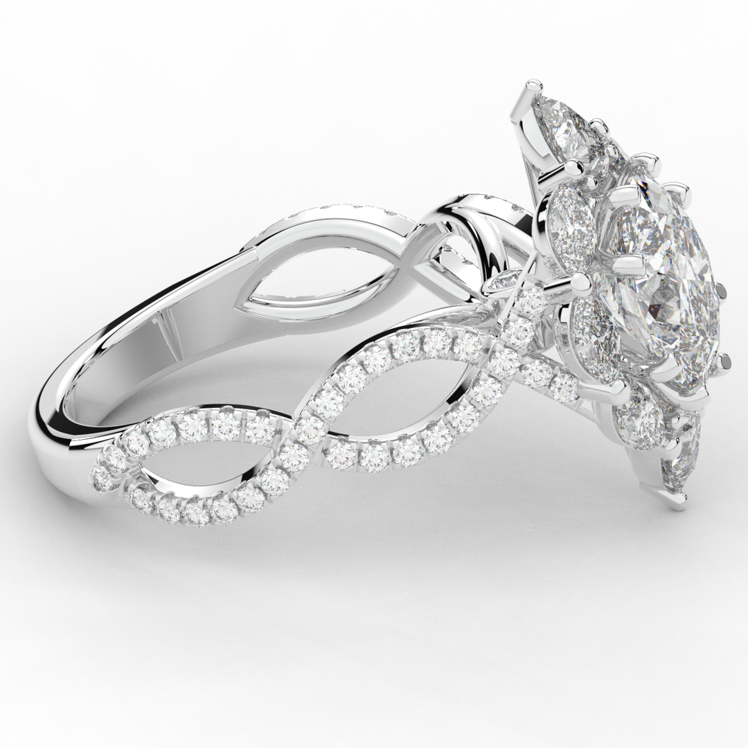 3.00CT.TW OVAL LAB DIAMOND HALO ENGAGEMENT RING - Nazarelle