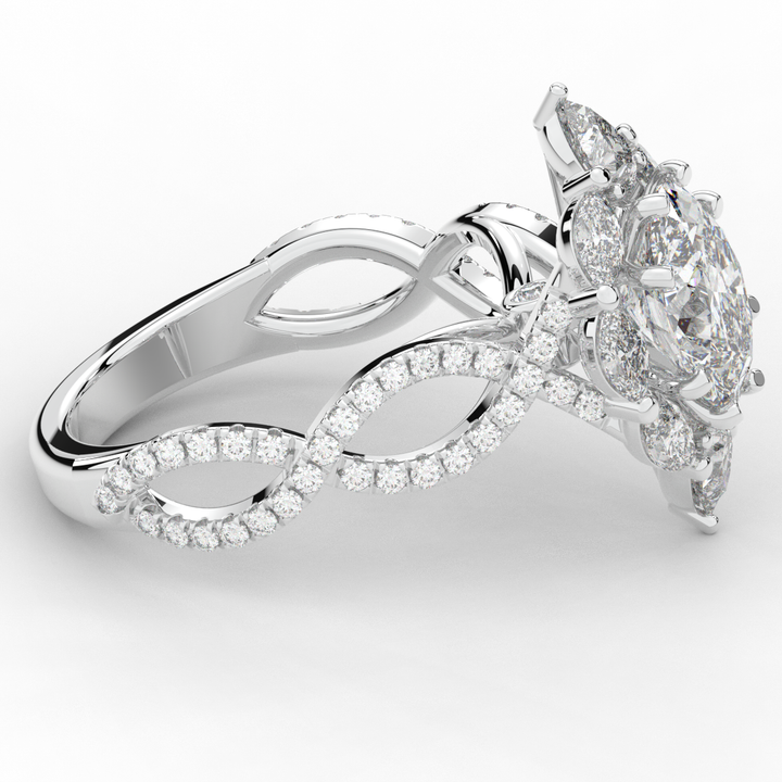 3.00CT.TW OVAL LAB DIAMOND HALO ENGAGEMENT RING - Nazarelle
