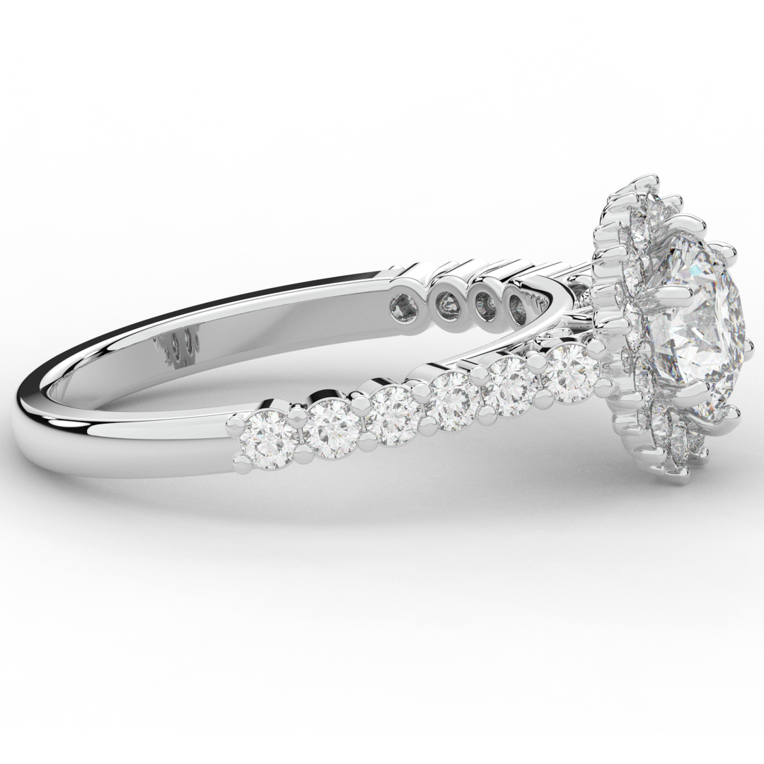 1.60CT.TW ROUND LAB DIAMOND HALO ENGAGEMENT RING - Nazarelle