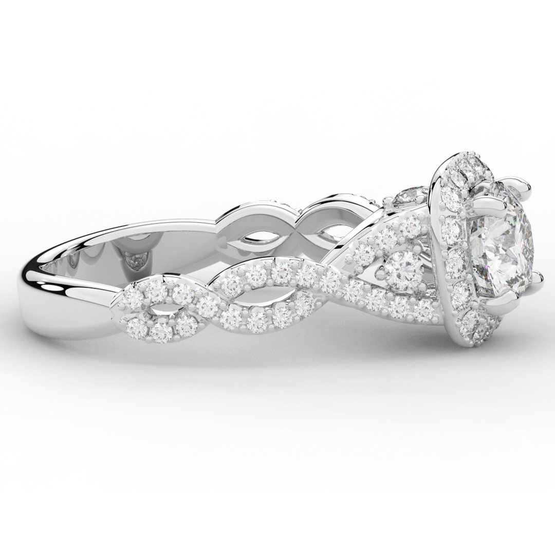1.30CT.TW ROUND LAB DIAMOND HALO ENGAGEMENT RING - Nazarelle