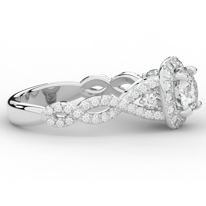 1.30CT.TW ROUND LAB DIAMOND HALO ENGAGEMENT RING - Nazarelle