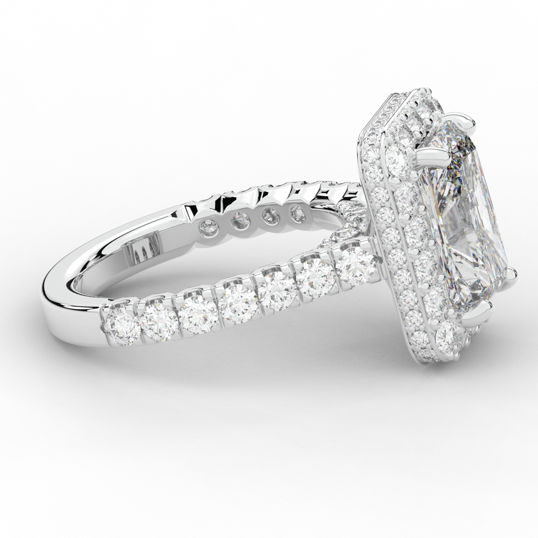 4.50CT.TW RADIANT LAB DIAMOND HALO ENGAGEMENT RING - Nazarelle
