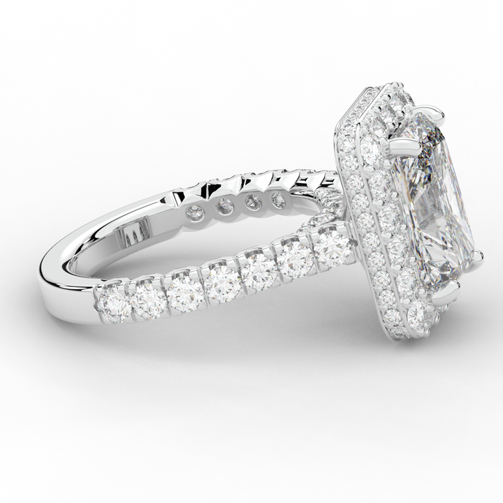 4.50CT.TW RADIANT LAB DIAMOND HALO ENGAGEMENT RING - Nazarelle