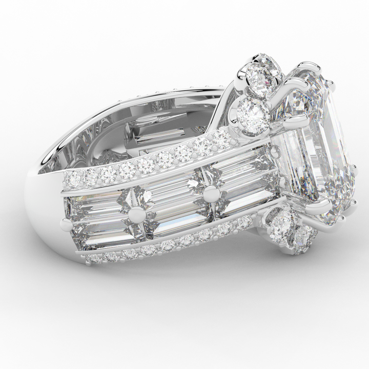 8.25CT.TW EMERALD CUT LAB DIAMOND HALO ENGAGEMENT RING - Nazarelle