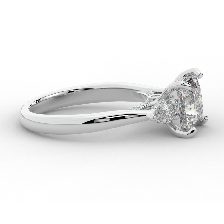 2.40CT.TW PRINCESS LAB DIAMOND 3 STONE ENGAGEMENT RING - Nazarelle