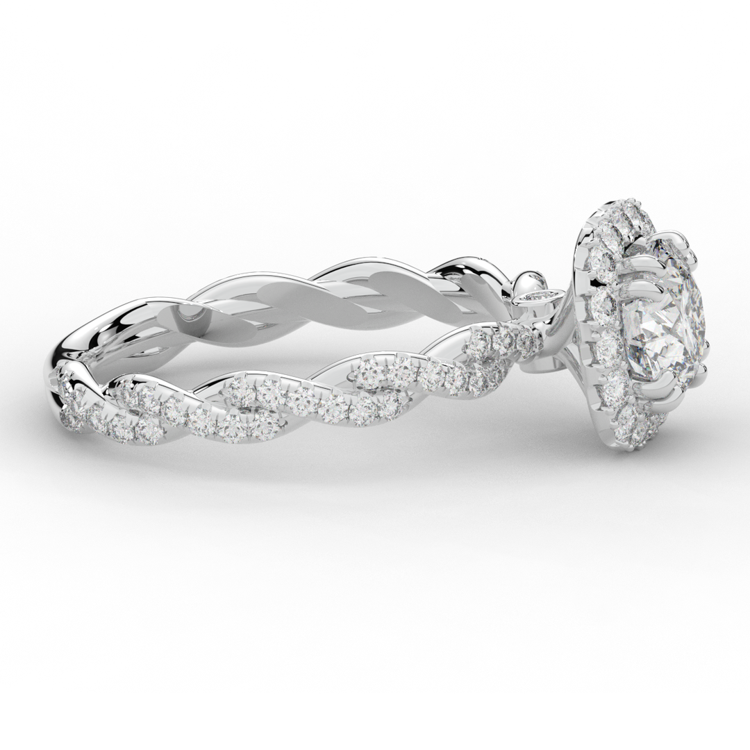 1.55CT.TW ROUND LAB DIAMOND HALO TWIST ENGAGEMENT RING - Nazarelle