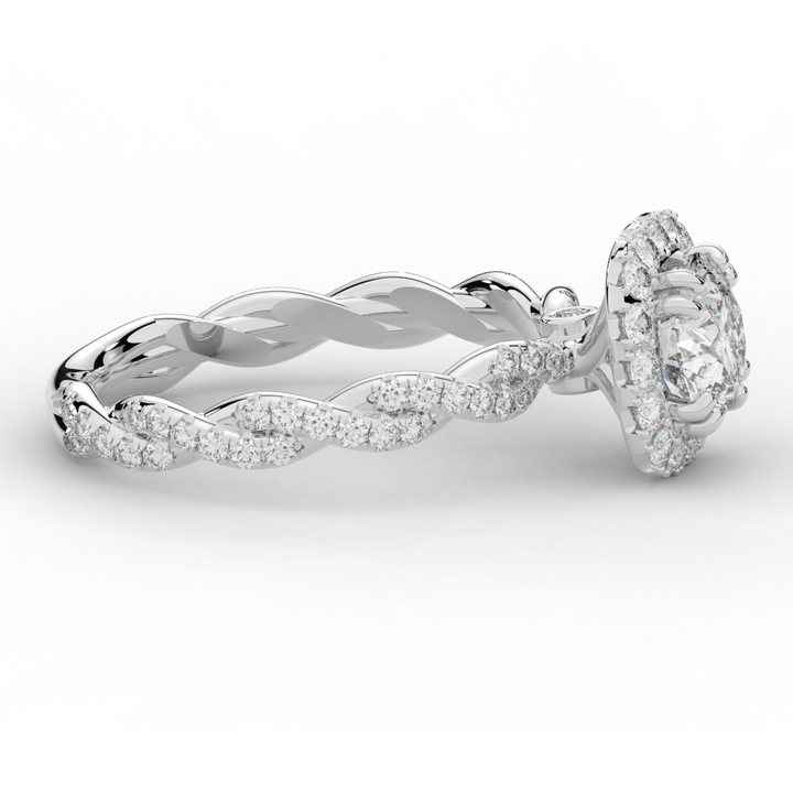 1.55CT.TW ROUND LAB DIAMOND HALO TWIST ENGAGEMENT RING - Nazarelle