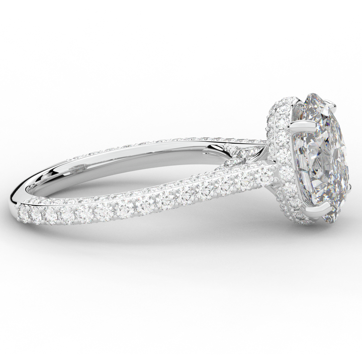 4.00CT.TW OVAL LAB DIAMOND UNDERHALO SOLITAIRE ENGAGEMENT RING - Nazarelle