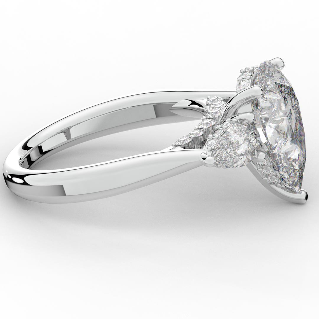 3.70CT.TW PEAR LAB DIAMOND 3 STONE ENGAGEMENT RING - Nazarelle