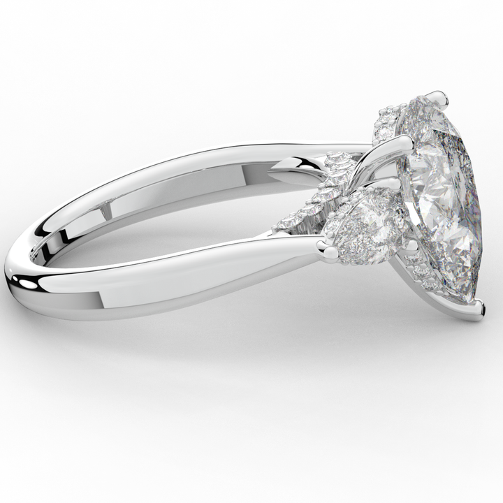 3.70CT.TW PEAR LAB DIAMOND 3 STONE ENGAGEMENT RING - Nazarelle