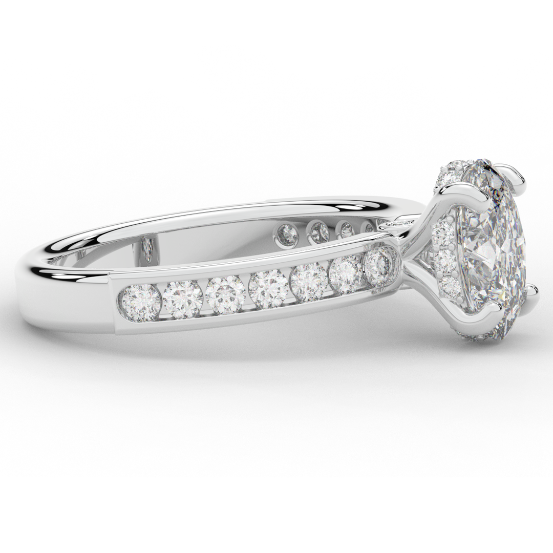 1.95CT.TW OVAL LAB DIAMOND UNDERHALO ENGAGEMENT RING - Nazarelle