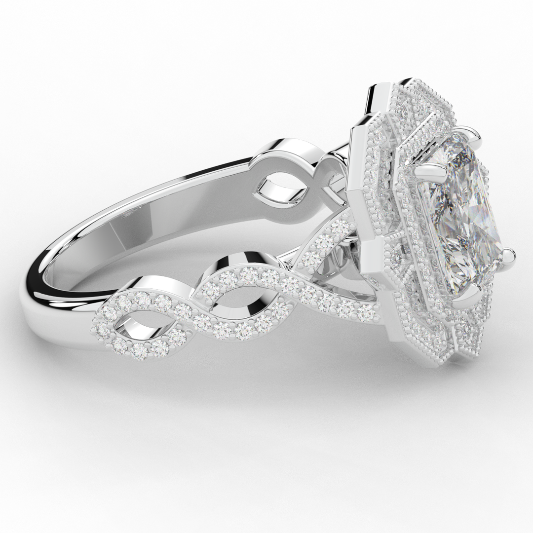 1.90CT.TW RADIANT LAB DIAMOND HALO ENGAGEMENT RING - Nazarelle