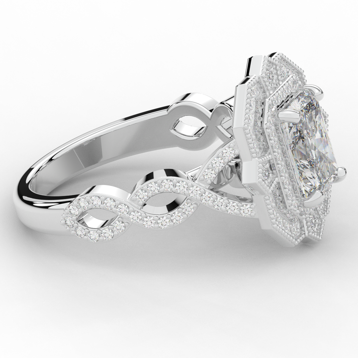 1.90CT.TW RADIANT LAB DIAMOND HALO ENGAGEMENT RING - Nazarelle