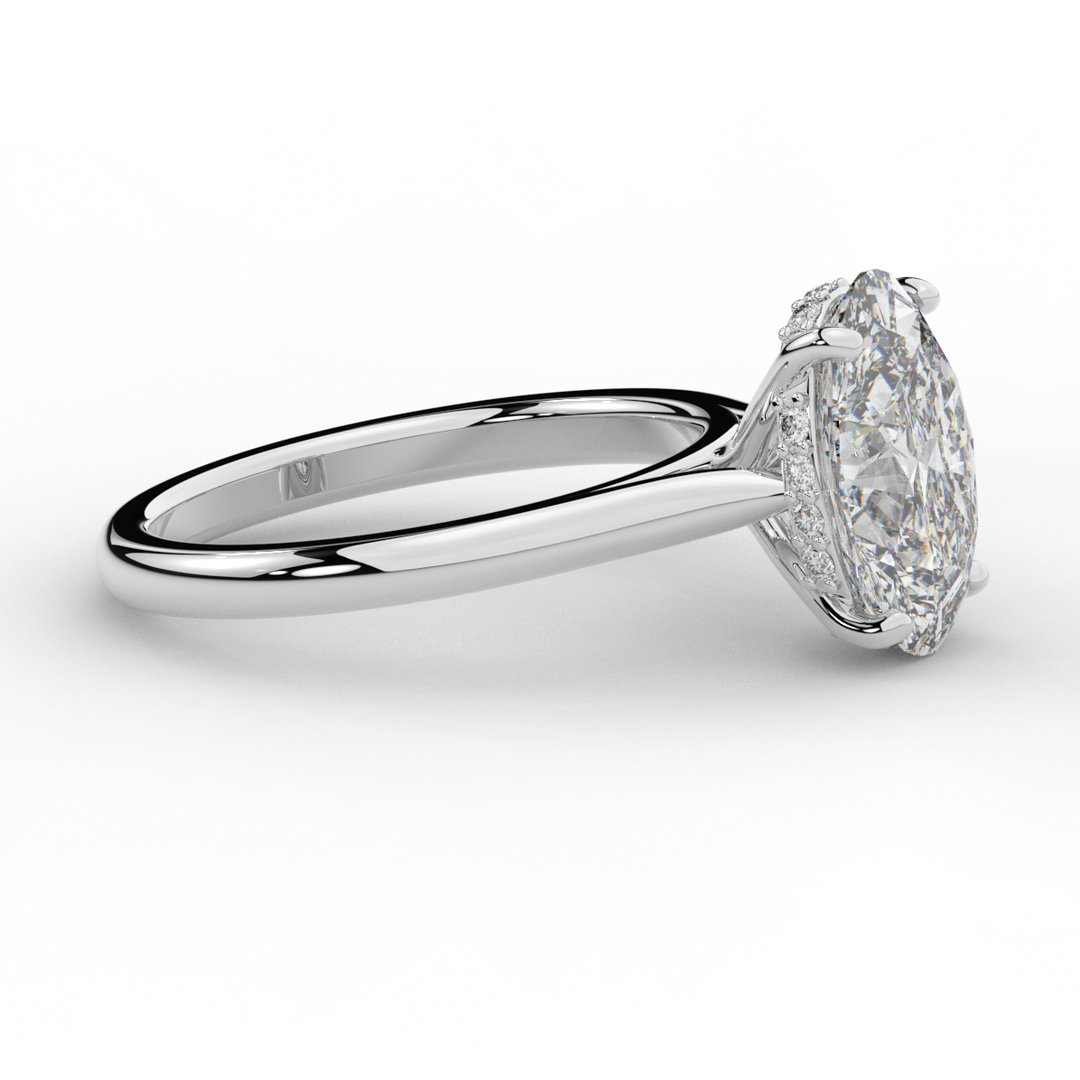 2.05CT.TW OVAL LAB DIAMOND UNDERHALO ENGAGEMENT RING - Nazarelle