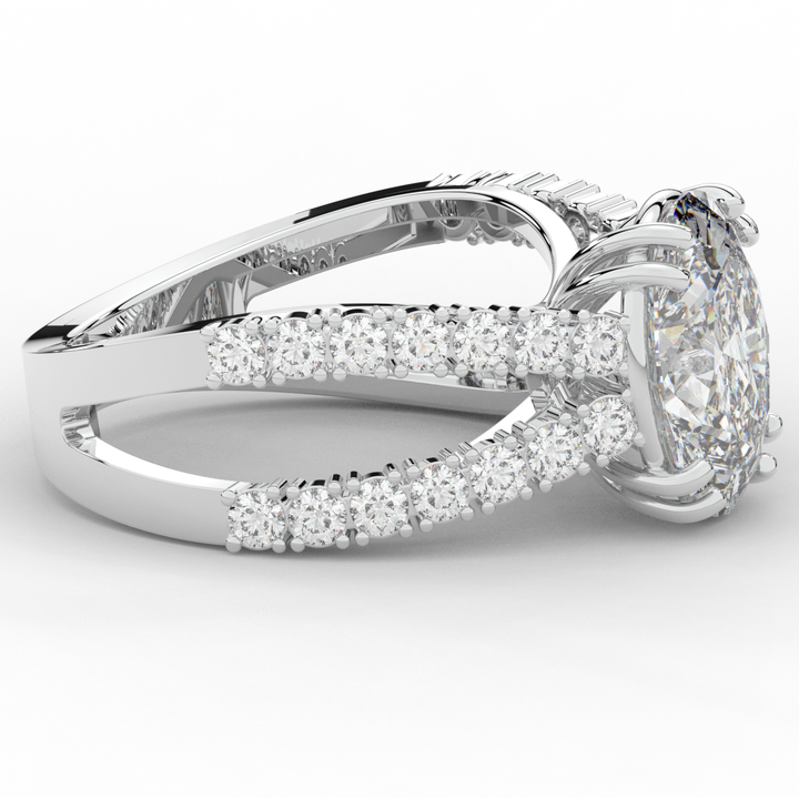3.75CT.TW OVAL LAB DIAMOND SPLIT BAND ENGAGEMENT RING