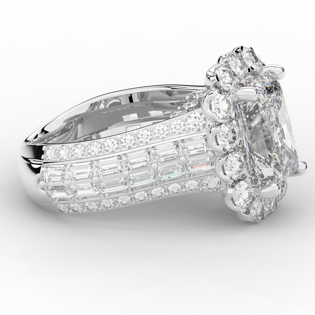8.00CT.TW RADIANT LAB DIAMOND HALO ENGAGEMENT RING - Nazarelle