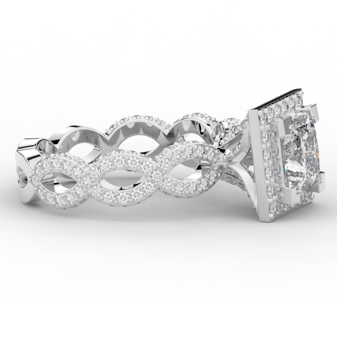 2.40CT.TW PRINCESS LAB DIAMOND HALO ENGAGEMENT RING - Nazarelle