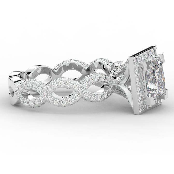 2.40CT.TW PRINCESS LAB DIAMOND HALO ENGAGEMENT RING - Nazarelle