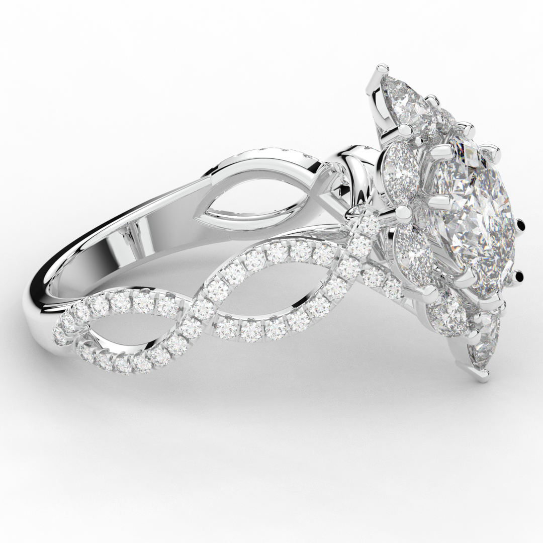 3.00CT.TW OVAL LAB DIAMOND HALO ENGAGEMENT RING - Nazarelle