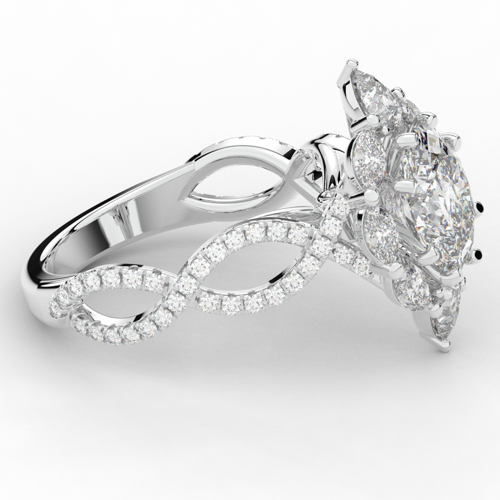 3.00CT.TW OVAL LAB DIAMOND HALO ENGAGEMENT RING - Nazarelle
