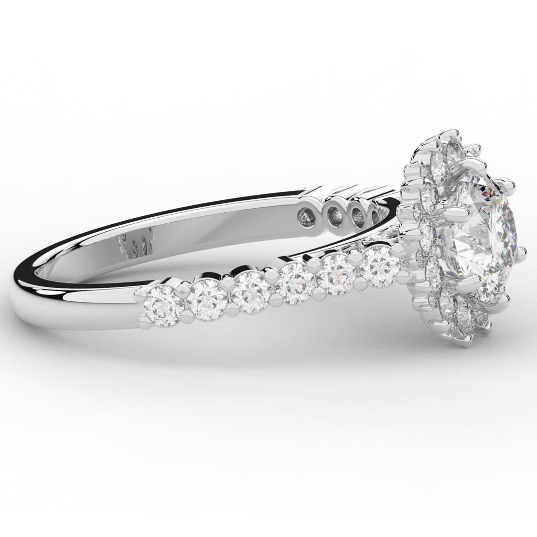 1.60CT.TW ROUND LAB DIAMOND HALO ENGAGEMENT RING - Nazarelle