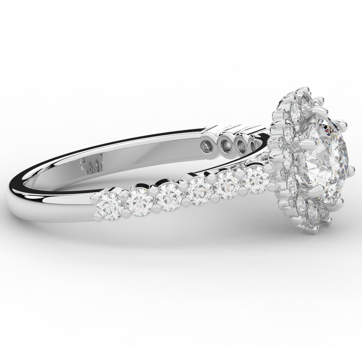 1.60CT.TW ROUND LAB DIAMOND HALO ENGAGEMENT RING - Nazarelle