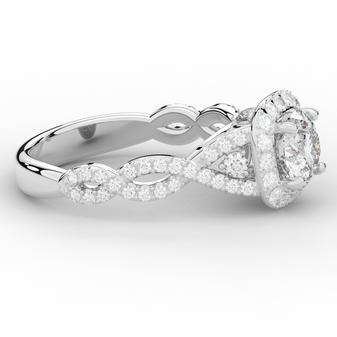 1.60CT.TW ROUND LAB DIAMOND HALO TWIST ENGAGEMENT RING - Nazarelle
