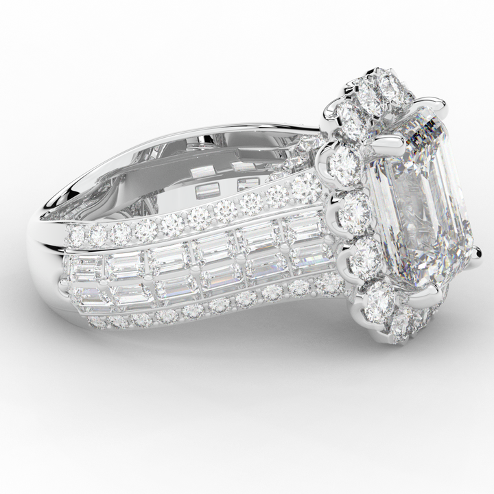 8.00CT.TW EMERALD CUT LAB DIAMOND HALO ENGAGEMENT RING - Nazarelle