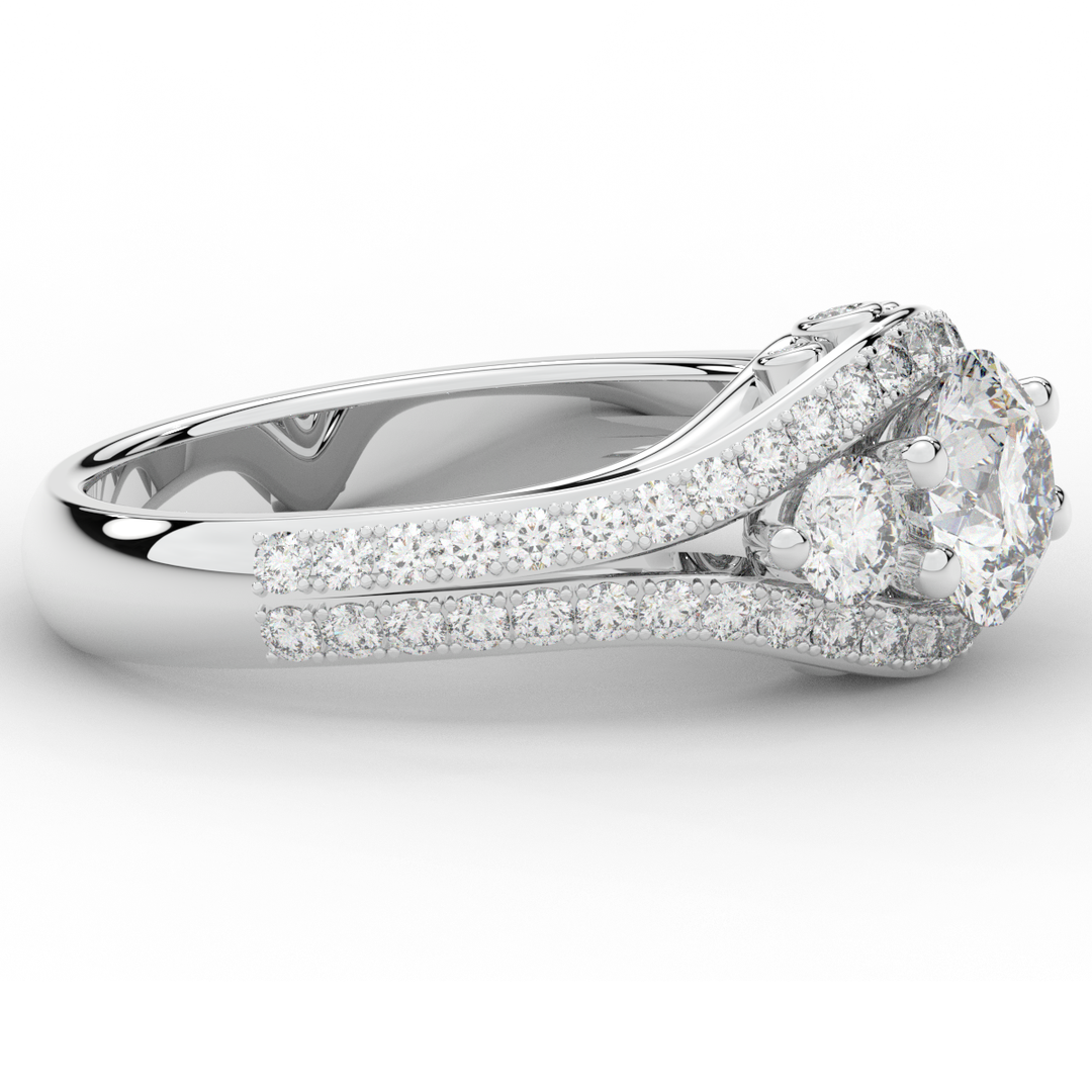 1.90CT.TW ROUND LAB DIAMOND THREE STONE ENGAGEMENT RING - Nazarelle