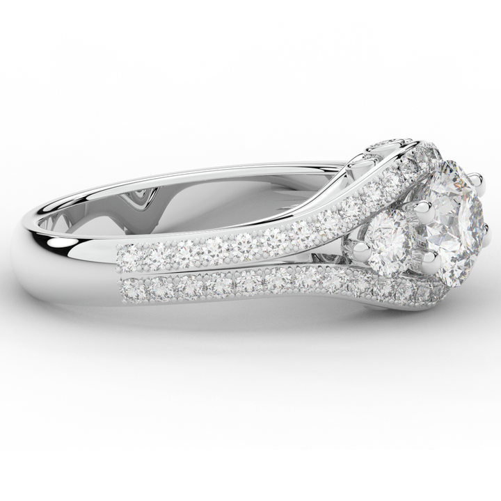 1.90CT.TW ROUND LAB DIAMOND THREE STONE ENGAGEMENT RING - Nazarelle