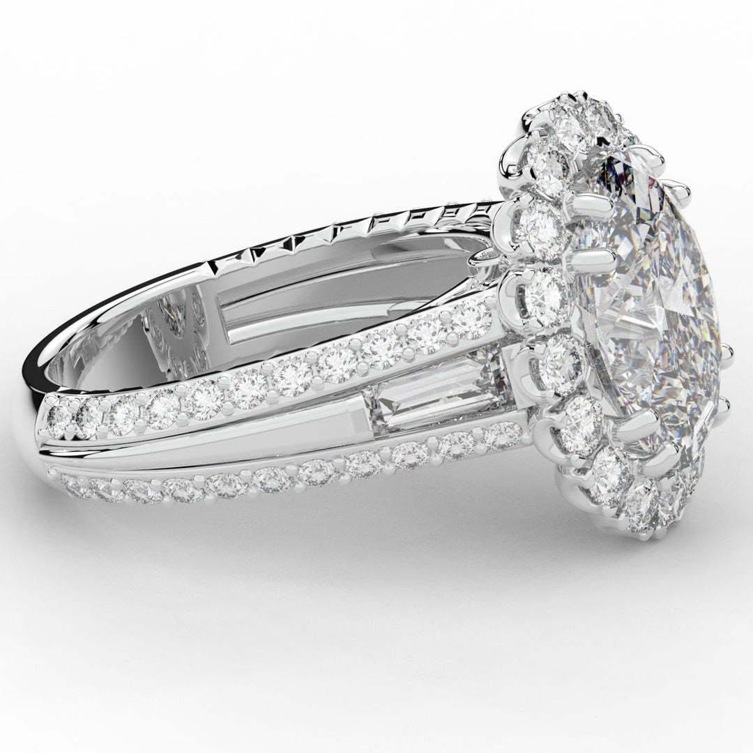 5.75CT.TW OVAL LAB DIAMOND HALO ENGAGEMENT RING - Nazarelle