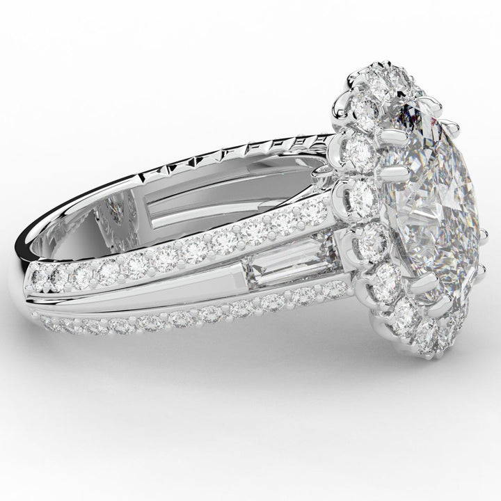 5.75CT.TW OVAL LAB DIAMOND HALO ENGAGEMENT RING - Nazarelle