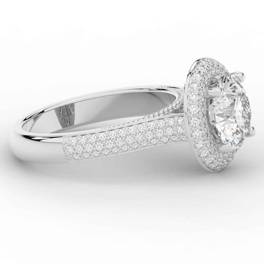 2.45CT.TW ROUND LAB DIAMOND HALO ENGAGEMENT RING - Nazarelle