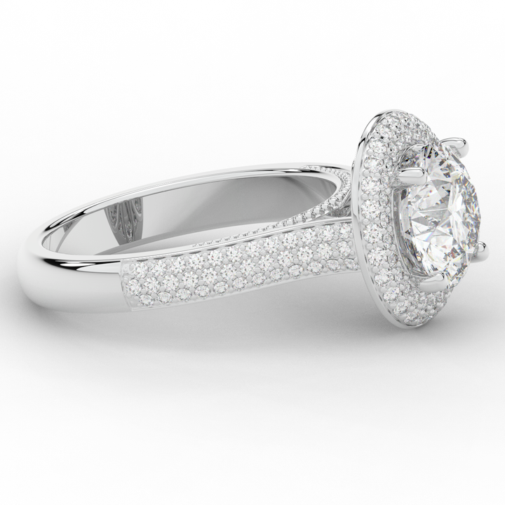 2.45CT.TW ROUND LAB DIAMOND HALO ENGAGEMENT RING - Nazarelle
