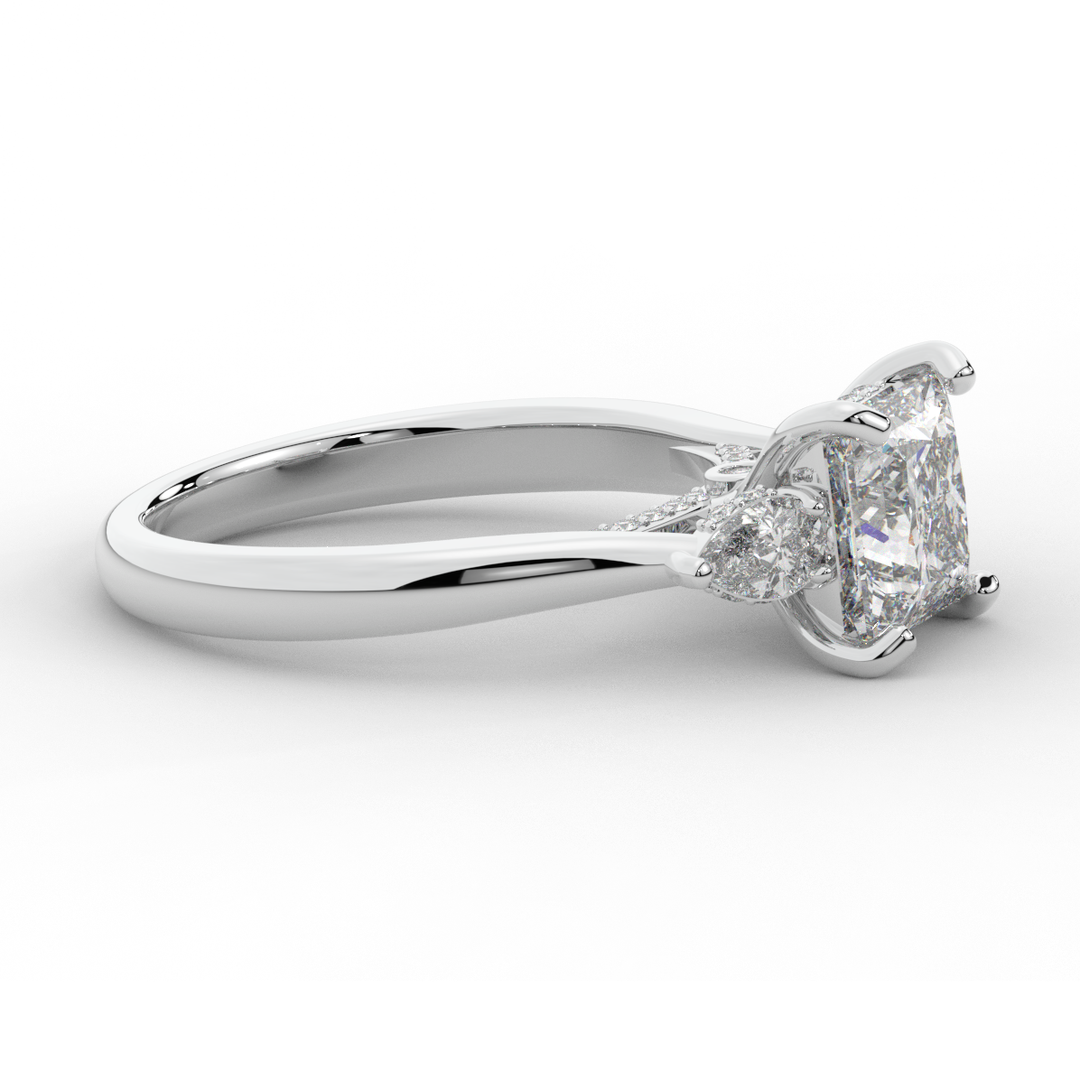 2.40CT.TW PRINCESS LAB DIAMOND 3 STONE ENGAGEMENT RING - Nazarelle