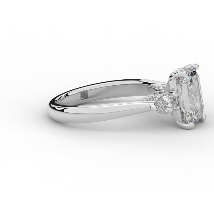 2.40CT.TW EMERALD CUT LAB DIAMOND 3 STONE ENGAGEMENT RING - Nazarelle