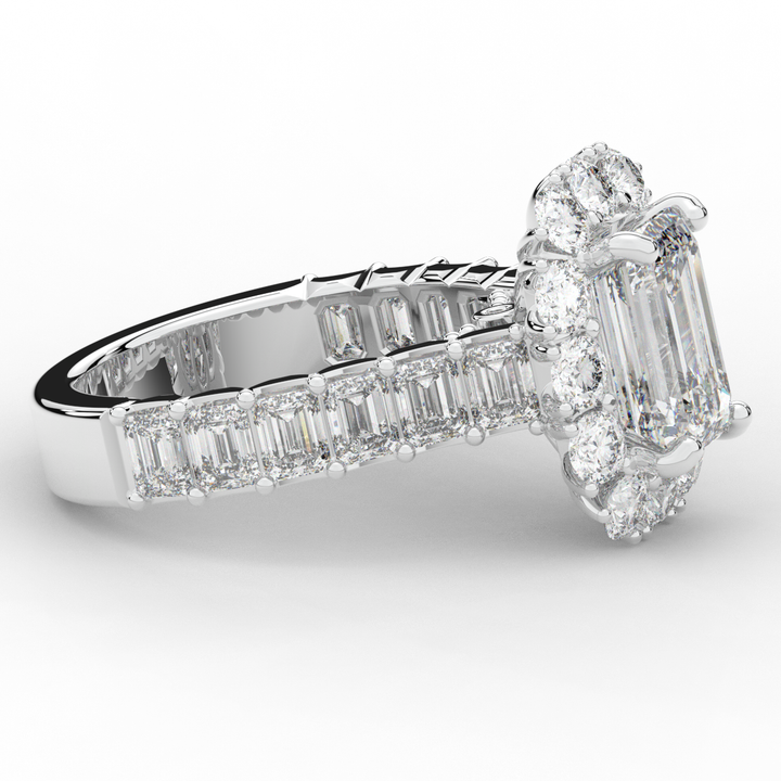 6.00CT.TW EMERALD CUT LAB DIAMOND HALO ENGAGEMENT RING - Nazarelle