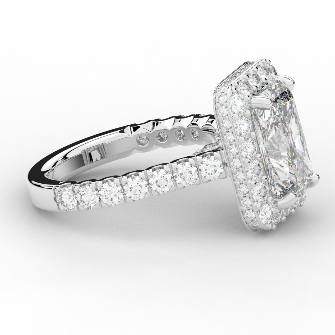 4.50CT.TW RADIANT LAB DIAMOND HALO ENGAGEMENT RING - Nazarelle