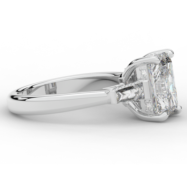 3.45CT.TW RADIANT LAB DIAMOND 3 STONE ENGAGEMENT RING - Nazarelle