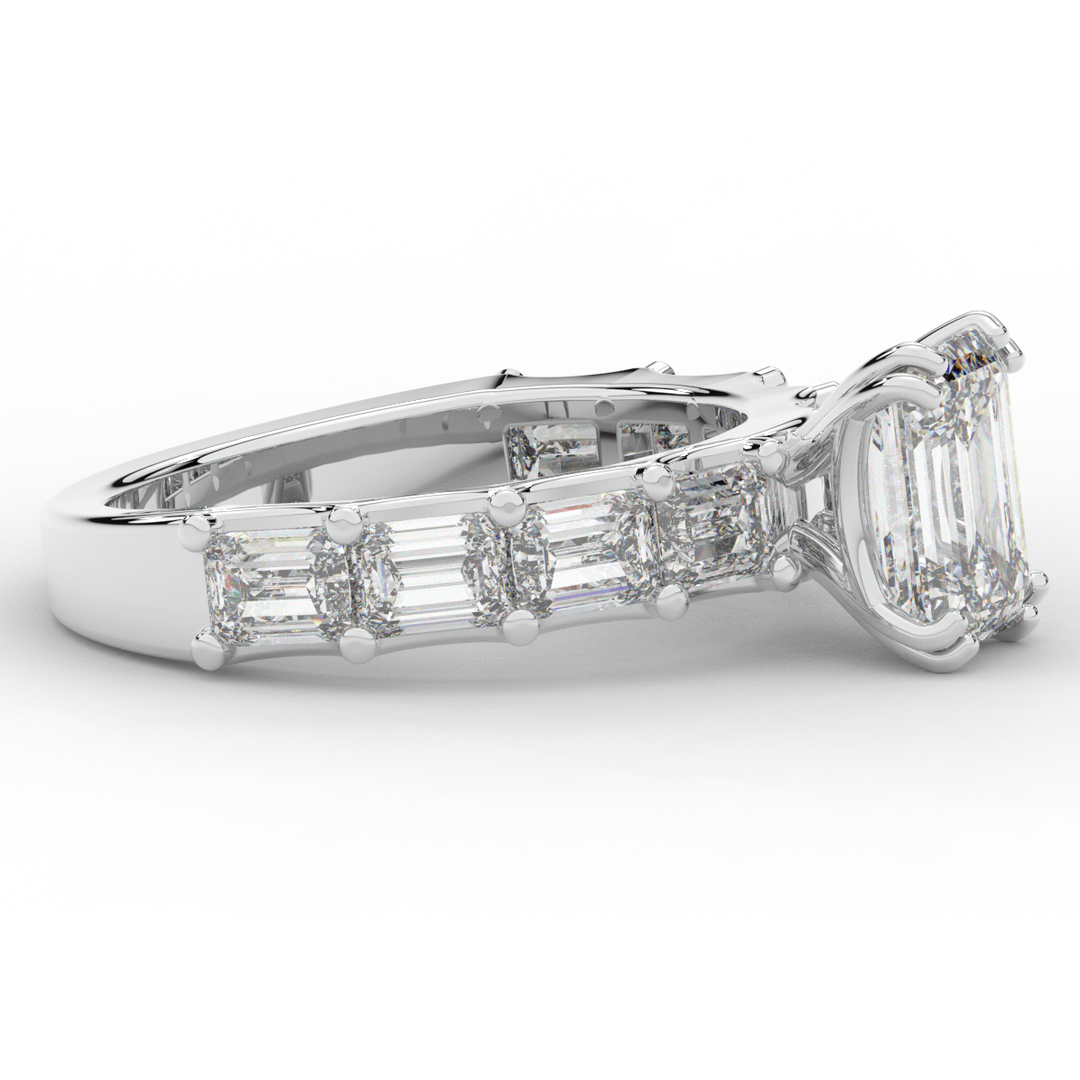 3.75CT.TW EMERALD CUT LAB DIAMOND SOLITAIRE ENGAGEMENT RING