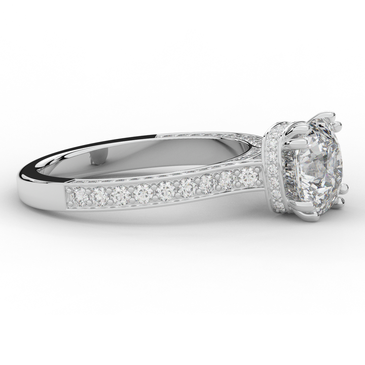 2.60CT.TW CUSHION LAB DIAMOND SOLITAIRE ENGAGEMENT RING - Nazarelle