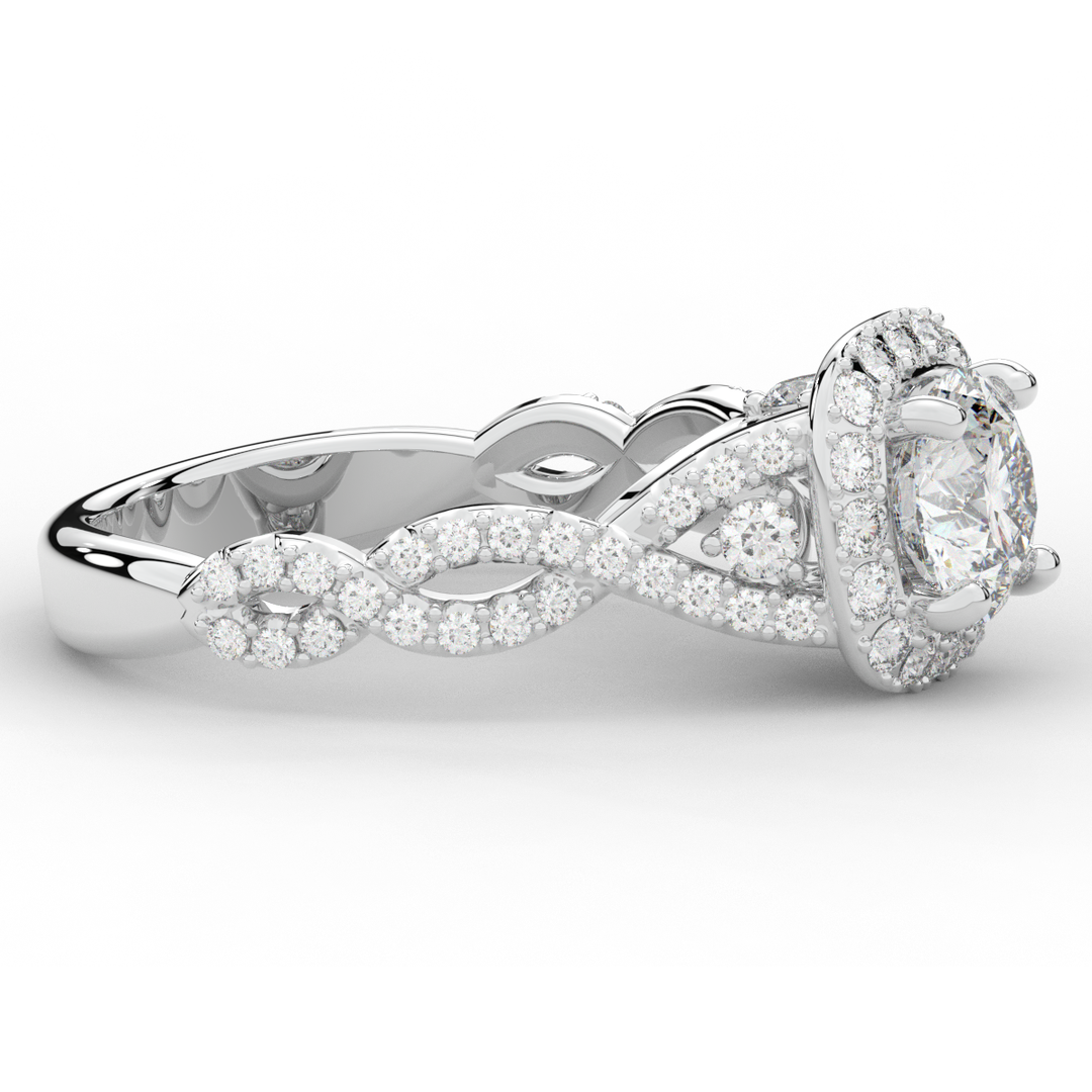1.30CT.TW ROUND LAB DIAMOND HALO ENGAGEMENT RING - Nazarelle