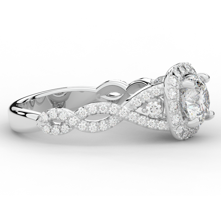 1.30CT.TW ROUND LAB DIAMOND HALO ENGAGEMENT RING - Nazarelle