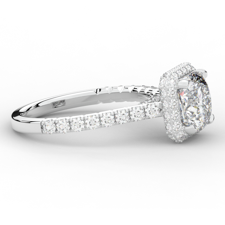 2.75CT.TW CUSHION LAB DIAMOND HALO ENGAGEMENT RING - Nazarelle