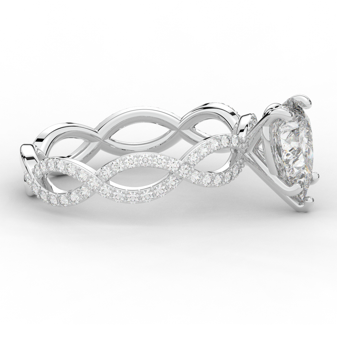 1.30CT.TW PEAR LAB DIAMOND TWIST BAND ENGAGEMENT RING - Nazarelle