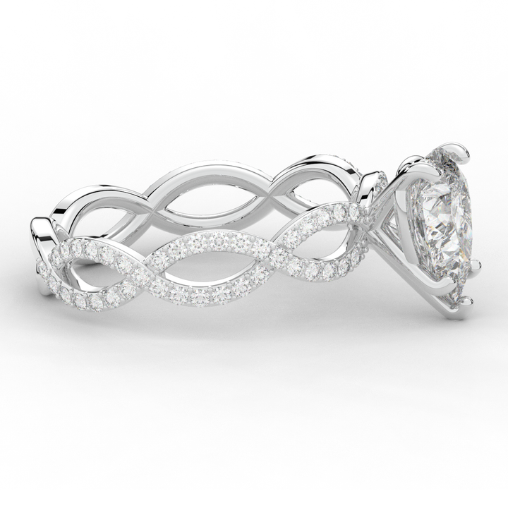 1.30CT.TW PEAR LAB DIAMOND TWIST BAND ENGAGEMENT RING - Nazarelle