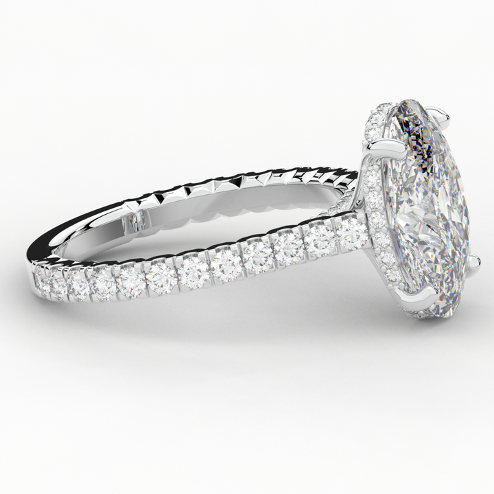 4.70CT.TW OVAL LAB DIAMOND UNDERHALO SOLITAIRE ENGAGEMENT RING - Nazarelle