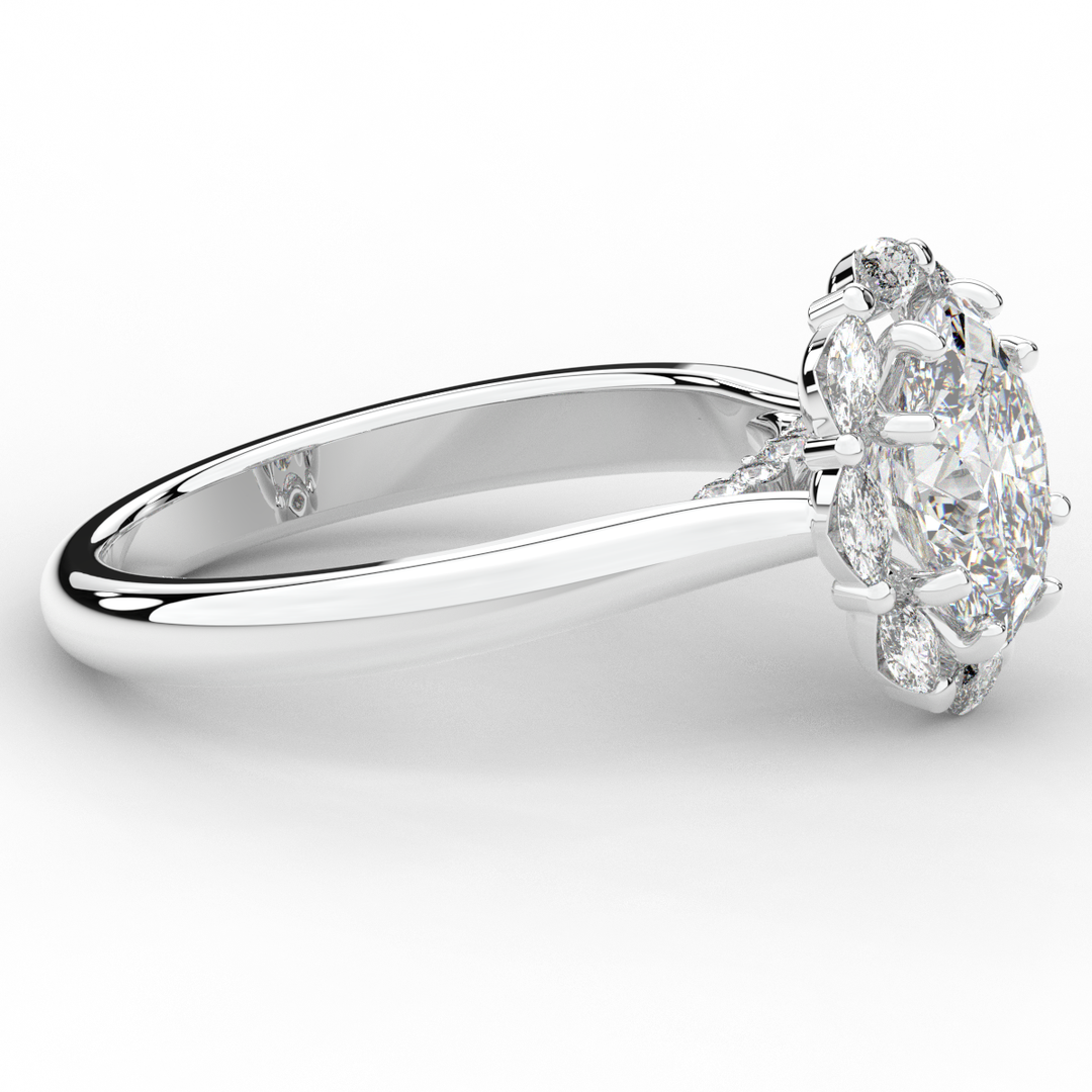 1.90CT.TW OVAL LAB DIAMOND HALO ENGAGEMENT RING - Nazarelle