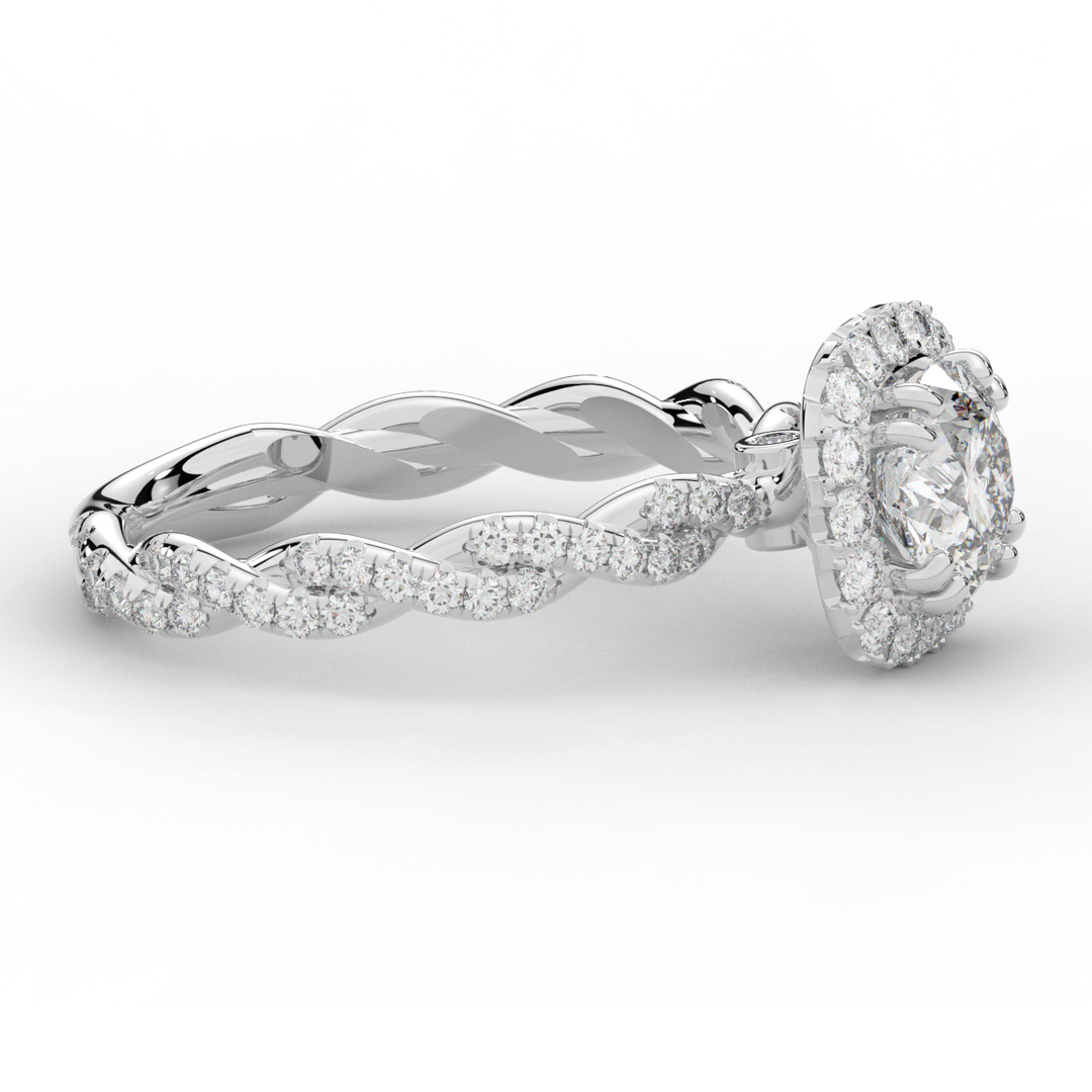 1.55CT.TW ROUND LAB DIAMOND HALO TWIST ENGAGEMENT RING - Nazarelle