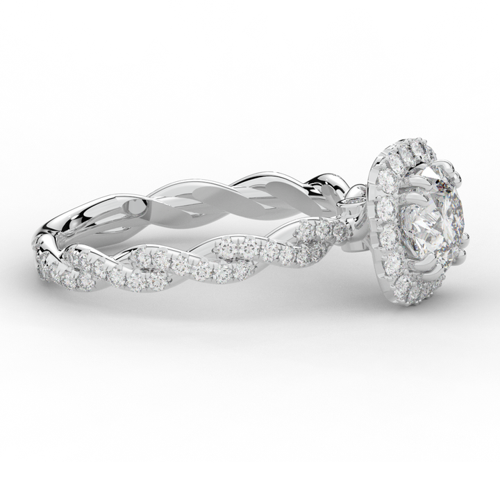 1.55CT.TW ROUND LAB DIAMOND HALO TWIST ENGAGEMENT RING - Nazarelle